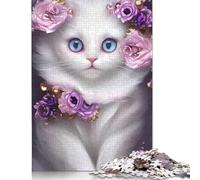 500 Piece Jigsaw Puzzles for Adults | Cute White Kitten Portrait Puzzles | Puzzles 500 Pieces for Adults Gifts 500pcs (52x38cm)
