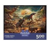 500 Piece Jigsaw Puzzles for Adults Dinosaur Illustration Jigsaw Puzzles for Adults, Wooden Puzzles Educational Stress Relief Toy Puzzle 500pcs (52x38cm)