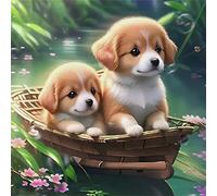 500 Piece Jigsaw Puzzles for Adults Dog River Boat, 45x45cm Puzzles for adults 500 Pieces, Fun Present & Activity for Home, Jigsaw Puzzle for Birthday