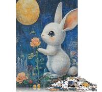 500 Piece Jigsaw Puzzles for Adults Easter Cute Bunny Wooden Jigsaw Puzzles for Adults Puzzles Educational Puzzle for Family And Friends Gifts 500pcs (52x38cm)