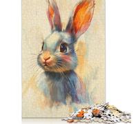 500 Piece Jigsaw Puzzles for Adults Easter Cute Bunny Wooden Jigsaw Puzzles for Adults Puzzles Educational Puzzle for Family And Friends Gifts 500pcs (52x38cm)