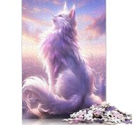 500 Piece Jigsaw Puzzles for Adults Elegant White Cat Jigsaw Puzzles for Adults, Wooden Puzzles Educational Stress Relief Toy Puzzle 500pcs (52x38cm)