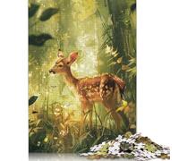 500 Piece Jigsaw Puzzles for Adults Fawn in Sunlit Glade Wooden Jigsaw Puzzles for Adults Puzzles Educational Puzzle for Family And Friends Gifts 500pcs (52x38cm)