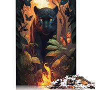 500 Piece Jigsaw Puzzles for Adults Fiery Black Panther Jigsaw Puzzle Children Wooden Puzzles Family Entertainment Toys 500pcs (52x38cm)