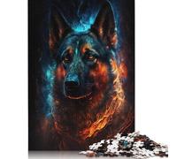 500 Piece Jigsaw Puzzles for Adults Fire Animal German Shepherd Puzzles Difficult Puzzle Educational Games Home Decoration 500pcs (52x38cm)