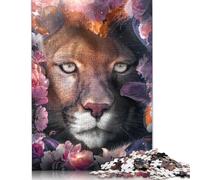 500 Piece Jigsaw Puzzles for Adults Floral Cougar Wooden Jigsaw Puzzles for Adults Puzzles Educational Puzzle for Family And Friends Gifts 500pcs (52x38cm)