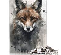 500 Piece Jigsaw Puzzles for Adults 'Fox Wild Charm Watercolor Jigsaw Puzzles for Adults, Wooden Puzzles Educational Stress Relief Toy Puzzle 500pcs (52x38cm)