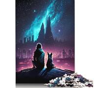 500 Piece Jigsaw Puzzles for Adults Future Night With My Dog Jigsaw Puzzle Children Wooden Puzzles Family Entertainment Toys 500pcs (52x38cm)