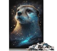 500 Piece Jigsaw Puzzles for Adults Galaxy Art Otter Wooden Jigsaw Puzzles Challenge Toy Jigsaw for Adults 500pcs (52x38cm)