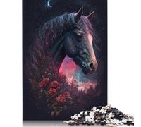 500 Piece Jigsaw Puzzles for Adults Galaxy Horse And Flower Jigsaw Puzzles DIY Wooden Jigsaws Toys Home Decoration 500pcs (52x38cm)