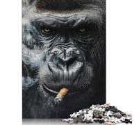 500 Piece Jigsaw Puzzles for Adults Gorilla Smoking Cigar Creative Wooden Jigsaw Puzzles for Adults & Teenagers Puzzles Educational Puzzle Family Game 500pcs (52x38cm)