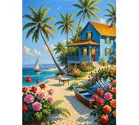 500 Piece Jigsaw Puzzles for Adults, Impossible Hard Difficult Challenging jigsaw puzzle 500 pieces adult Puzzles Classic Educational Games 52x38cm,Beach House Tree