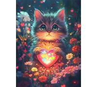 500 Piece Jigsaw Puzzles for Adults, Impossible Hard Difficult Challenging jigsaw puzzle 500 pieces adult Puzzles Classic Educational Games 52x38cm,Cute Cat Heart