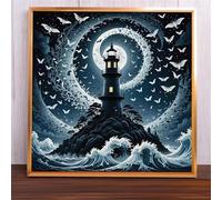 500 Piece Jigsaw Puzzles for Adults, Impossible Hard Difficult Challenging jigsaw puzzle 500 pieces adult Puzzles Classic Educational Games 45x45cm, Dark Lighthouse Birds