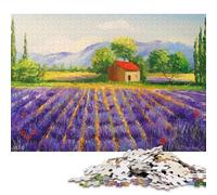500 Piece Jigsaw Puzzles for Adults Lavender Field Square Jigsaw Puzzles for Adults & Woodenboard Puzzles Educational Puzzle Family Game 500pcs (52x38cm)