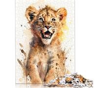500 Piece Jigsaw Puzzles for Adults Lion Watercolor Sketch Jigsaw Puzzles for Adults, Wooden Puzzles Educational Stress Relief Toy Puzzle 500pcs (52x38cm)