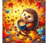 500 Piece Jigsaw Puzzles for Adults Maple Leaf Coffee Hedgehog, Educational Games, Impossible Hard Difficult Challenging, Relaxation Jigsaw Puzzles for Adults 500 Pieces 17.7x17.7 inch