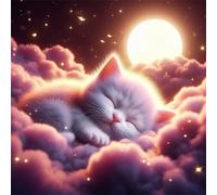 500 Piece Jigsaw Puzzles for Adults Moon Cloud Cat, Fun Challenges, Educational Games, Difficult Jigsaw Puzzles for Adults, Puzzle 500 Pieces