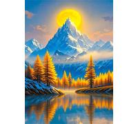 500 Piece Jigsaw Puzzles for Adults Moon Mountain Lake Puzzle Fun Challenges Perfect for Relaxation Letter Printed on Back Interlock Perfectly No Dust for Men Women Elders Seniors 20.5 x 15 inch