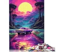 500 Piece Jigsaw Puzzles for Adults Neon Car in Nature Jigsaw Puzzle Toy Game Wooden Jigsaws Challenge Toy Family Activities 500pcs (52x38cm)