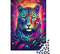 500 Piece Jigsaw Puzzles for Adults Neon Ocelot Jigsaw Puzzles for Adults, Wooden Puzzles Educational Stress Relief Toy Puzzle 500pcs (52x38cm)