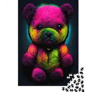 500 Piece Jigsaw Puzzles for Adults Neon Teddy Bear Jigsaw Puzzle Children Wooden Puzzles Family Entertainment Toys 500pcs (52x38cm)