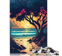 500 Piece Jigsaw Puzzles for Adults Orange Sunset Oilpainting Jigsaw Puzzle Children Wooden Puzzles Family Entertainment Toys 500pcs (52x38cm)