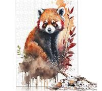 500 Piece Jigsaw Puzzles for Adults Red Panda in Watercolor Creative Wooden Jigsaw Puzzles for Adults & Teenagers Puzzles Educational Puzzle Family Game 500pcs (52x38cm)