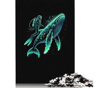500 Piece Jigsaw Puzzles for Adults Scuba Diver Whale Jigsaw Puzzles for Adults, Wooden Puzzles Educational Stress Relief Toy Puzzle 500pcs (52x38cm)