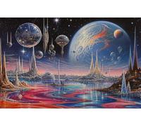 500 Piece Jigsaw Puzzles for Adults Space City, Puzzles 500 Pieces for Adults, 20x15 inch Difficult Jigsaw Puzzles with Letters on Back, Fun puzzle for Family Activity