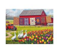 500 Piece Jigsaw Puzzles for Adults Springtime Farmyard Delight with Quilts & Tulipsu Challenging and Relaxing Puzzle for Game Nights, Gifts & Home Décor Finished Size20.5x15 in