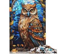 500 Piece Jigsaw Puzzles for Adults Stained Glass Owl Portrait Jigsaw Puzzle Children Wooden Puzzles Family Entertainment Toys 500pcs (52x38cm)
