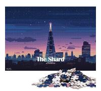 500 Piece Jigsaw Puzzles for Adults The Shard London Pixel Art Jigsaw Puzzles for Adults, Wooden Puzzles Educational Stress Relief Toy Puzzle 500pcs (52x38cm)