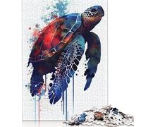 500 Piece Jigsaw Puzzles for Adults Turtle Watercolor Jigsaw Puzzles for Adults, Wooden Puzzles Educational Stress Relief Toy Puzzle 500pcs (52x38cm)