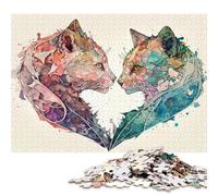 500 Piece Jigsaw Puzzles for Adults Two Cats Love Jigsaw Puzzles for Adults, Wooden Puzzles Educational Stress Relief Toy Puzzle 500pcs (52x38cm)