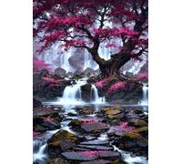 500 Piece Jigsaw Puzzles for Adults - Waterfall Tree Scenery - Decorative Wall Art Gift for Adults & Families - 20.47x14.96 ich - with Poster & Letters on Back