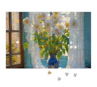 500 Piece Jigsaw Puzzles for Adults Window Sill Floral Still Life Oil Jigsaw Family Fun Activity Adult Puzzles 500 Pieces Challenging Jigsaws Puzzle Gifts Home Decoration