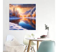 500 Piece Jigsaw Puzzles for Adults Winter Pond Sunrise, 45x45cm Puzzles for adults 500 Pieces, Fun Present & Activity for Home, Jigsaw Puzzle for Birthday