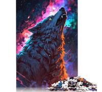 500 Piece Jigsaw Puzzles for Adults Wolf Howling at The Stars Jigsaw Puzzles for Adults, Wooden Puzzles Educational Stress Relief Toy Puzzle 500pcs (52x38cm)