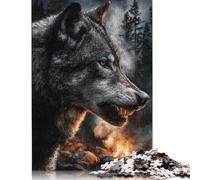 500 Piece Jigsaw Puzzles Forest Wolf's Gaze Wooden Puzzles Educational Toys 500pcs (52x38cm)