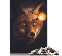 500 Piece Jigsaw Puzzles Fox And Glowing Butterfly Puzzle for Adults Woodenboard Puzzles Interesting Stress Reduction Jigsaw Puzzles 500pcs (52x38cm)