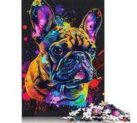 500 Piece Jigsaw Puzzles French Bulldog Dog Art Puzzle Adults And Wooden Jigsaw Puzzle Family Challenging Games 500pcs (52x38cm)
