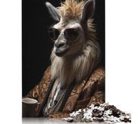 500 Piece Jigsaw Puzzles Funky Llama in Suit Puzzle for Adults Woodenboard Puzzles Interesting Stress Reduction Jigsaw Puzzles 500pcs (52x38cm)