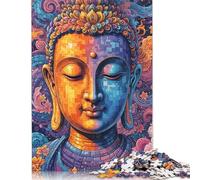 500 Piece Jigsaw Puzzles Game 'Abstract Buddha Colorful Pixel Art' Wooden Puzzles Educational Game Challenge Toy As A 500pcs (52x38cm)