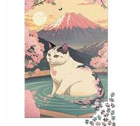 500 Piece Jigsaw Puzzles Game Cat Cherry Blossoms Wooden Puzzles Educational Game Challenge Toy As A 500pcs (52x38cm)