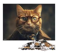 500 Piece Jigsaw Puzzles Game Cat in Glasses Vintage Wooden Puzzles Educational Game Challenge Toy As A 500pcs (52x38cm)