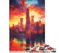 500 Piece Jigsaw Puzzles Game Chicago Art Poster Wooden Puzzles Educational Game Challenge Toy As A 500pcs (52x38cm)