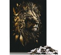 500 Piece Jigsaw Puzzles Game Floral Lion Gold Black Wooden Puzzles Educational Game Challenge Toy As A 500pcs (52x38cm)