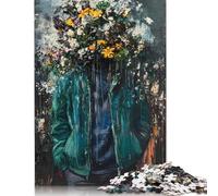 500 Piece Jigsaw Puzzles Game Floral Portrait Mental Depression Flower Wooden Puzzles Educational Game Challenge Toy As A 500pcs (52x38cm)