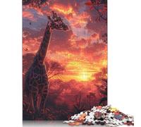 500 Piece Jigsaw Puzzles Game Giraffe Savanna Sunset Wooden Puzzles Educational Game Challenge Toy As A 500pcs (52x38cm)